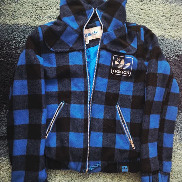 아디다스 체크 울 모직 자켓 95사이즈