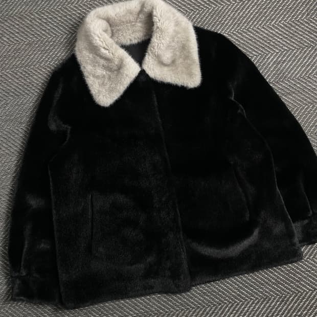 빈티지 아카이브 배색 밍크 퍼 자켓y 4443