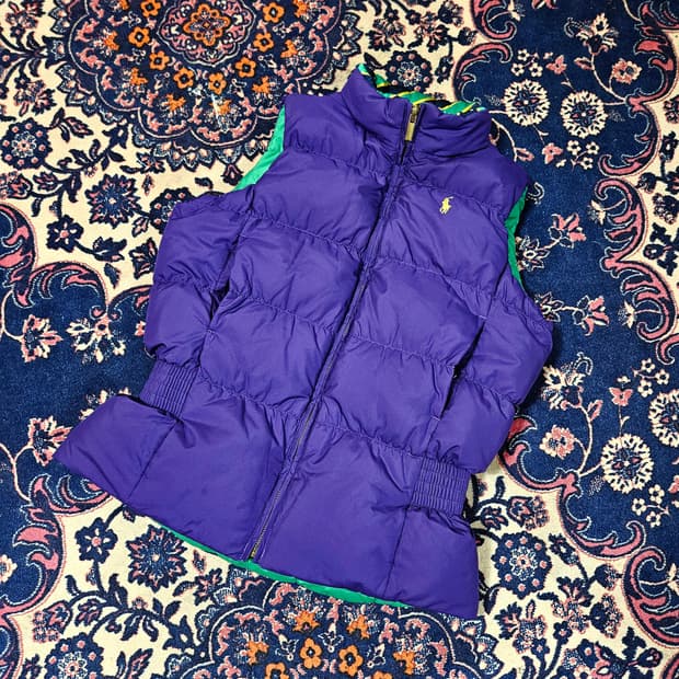 폴로 랄프로렌 걸즈 리버시블 덕다운 패딩 베스트 L size