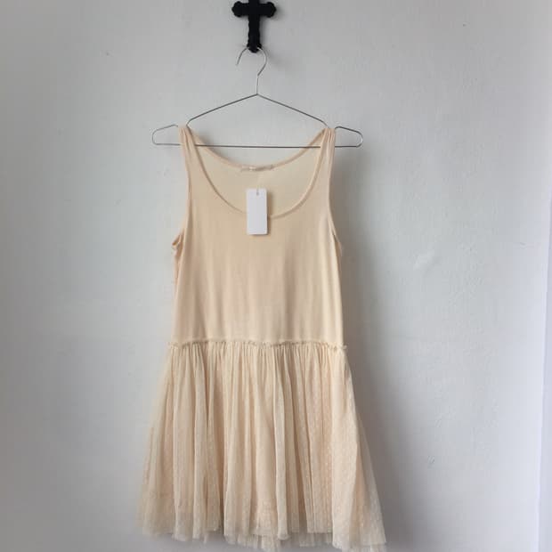 Dot pattern sha layered sleeveless onepi