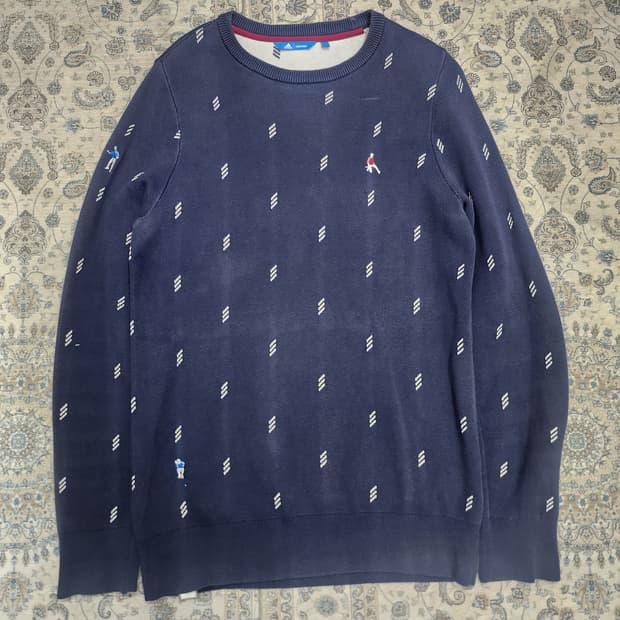 아디다스 아디크로스 패턴 네이비 니트 M