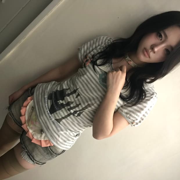 Rose Collar Stripe Tee