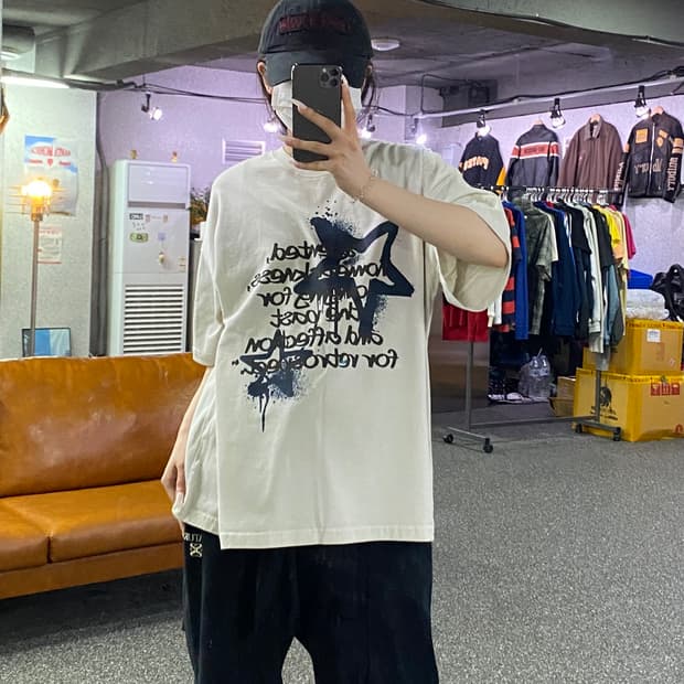 파르티멘토 노스탤지어 페인팅 반팔 티셔츠 B4921