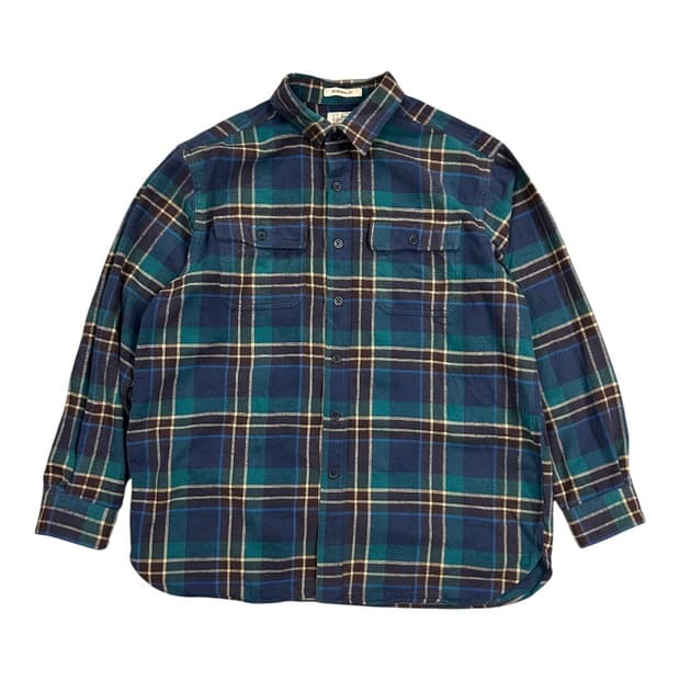 L) 엘엘빈 L.L.Bean 그린 플란넬 샤모아 체크 셔츠남방