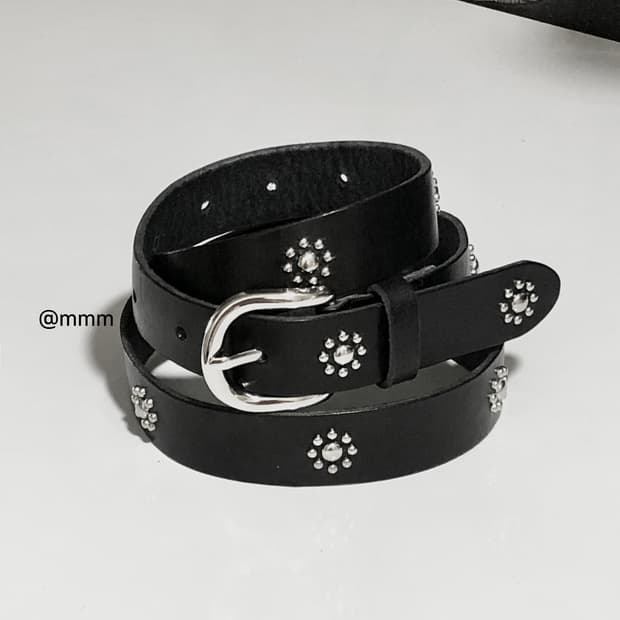 [Unisex] 플라워 스터드 리얼레더 벨트