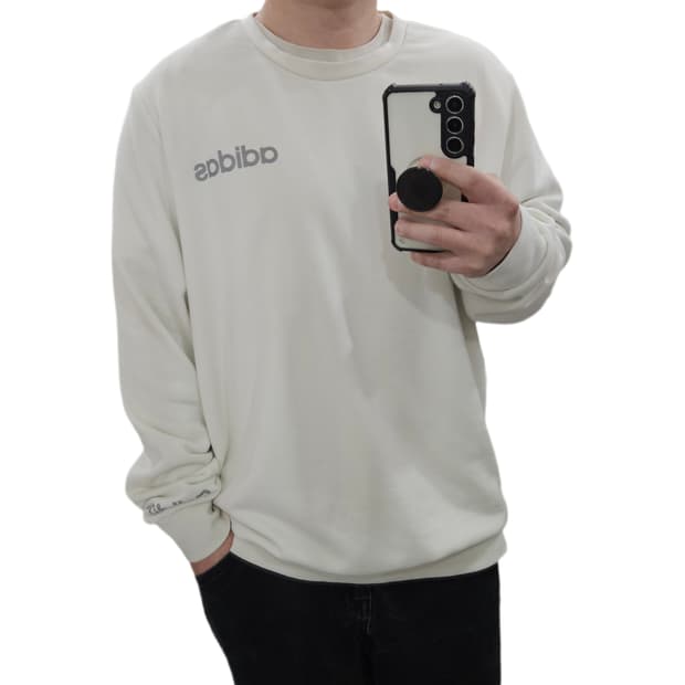 3XL 110 아디다스 백로고 맨투맨 크림 아이보리