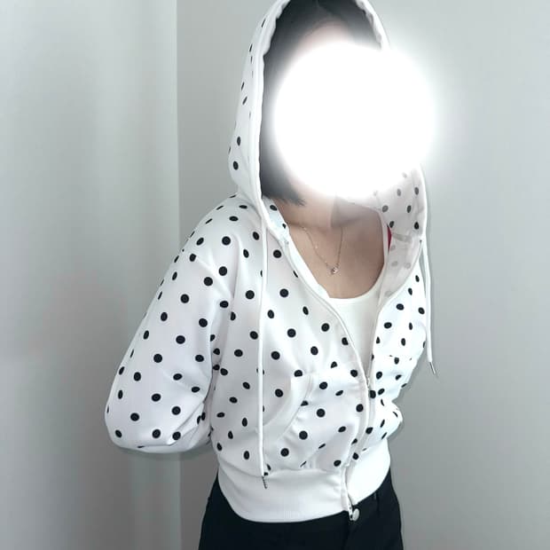 착샷)도트무늬 투웨이후드집업➿