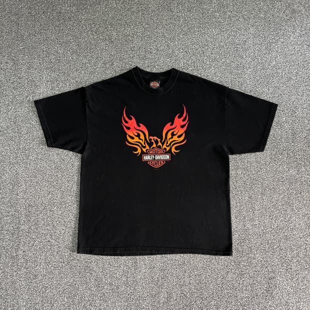 빈티지 할리데이비슨 플레임 티셔츠