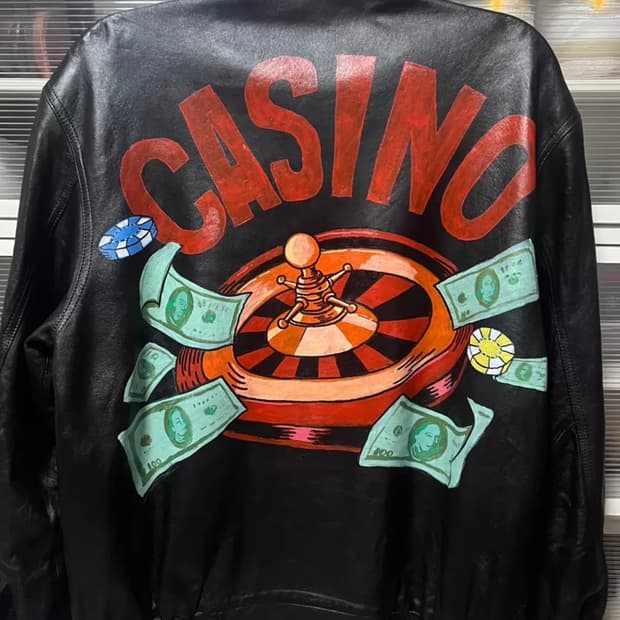 핸드페인티드 CASINO 레더 워크 자켓