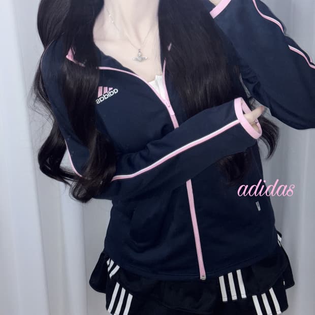 아디다스 대만여주깔 네이비 핑크 트랙탑 져지 m