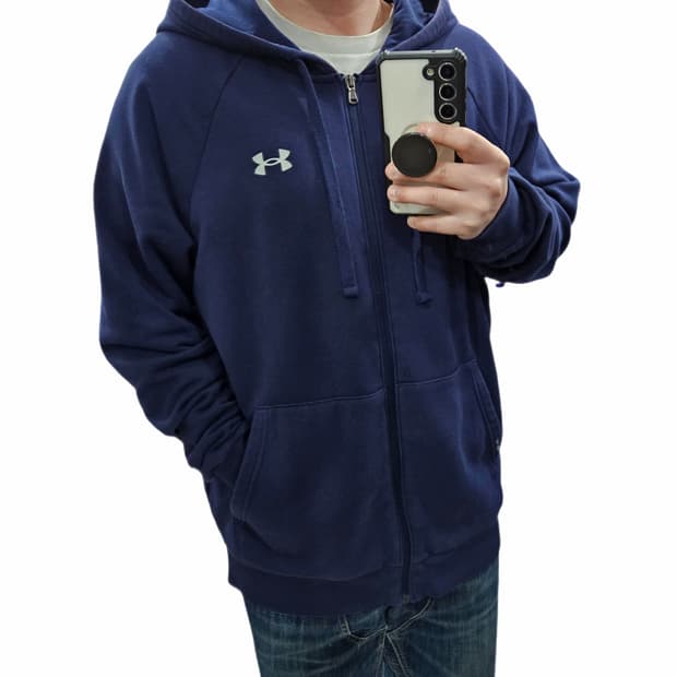 XL 언더아머 오버핏 기모 후드집업 네이비