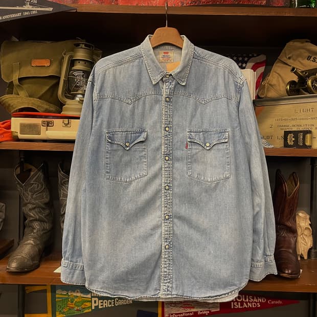 90s 리바이스 웨스턴 펄 스냅 데님 셔츠