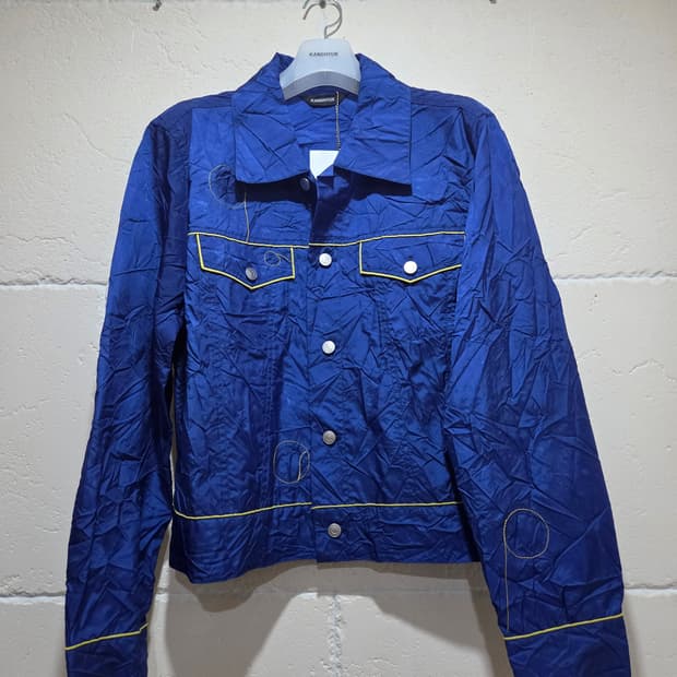 강혁 에어백 메탈릭 블루 트러커 자켓 라지 새상품
