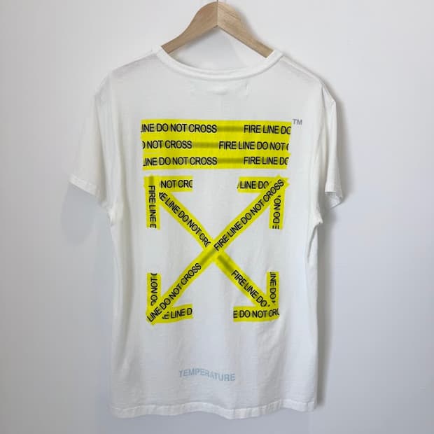 오프화이트 파이어테이프 반팔 화이트
