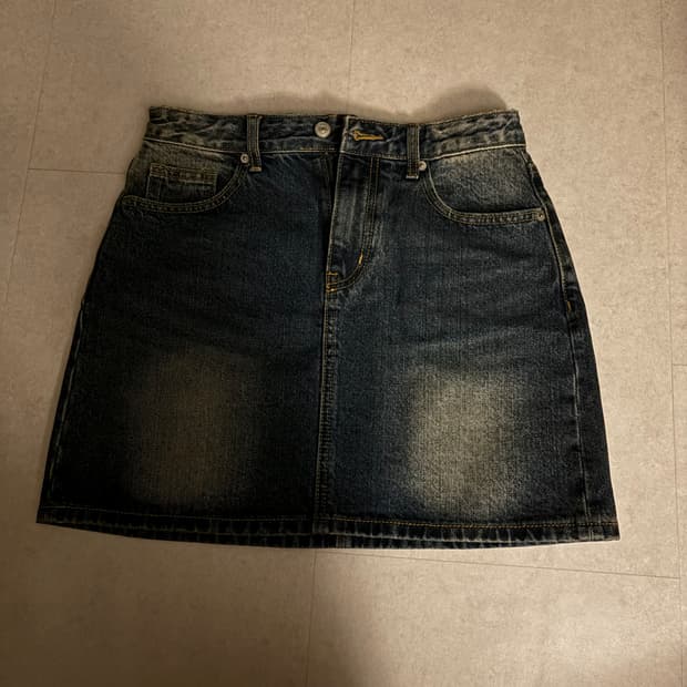 빈티지 워싱 데님 미니 스커트