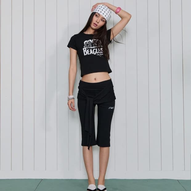 라라폭스 TIE DETAIL CAPRI PANTS BLACK 카프리