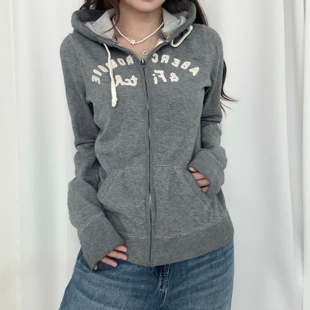 아베크롬비 슬림핏 딱붙 후드집업 그레이