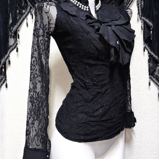 로맨틱고딕 고스로리 펑크 레이스 시스루 블라우스 로걀탑 오네갸루 공겜