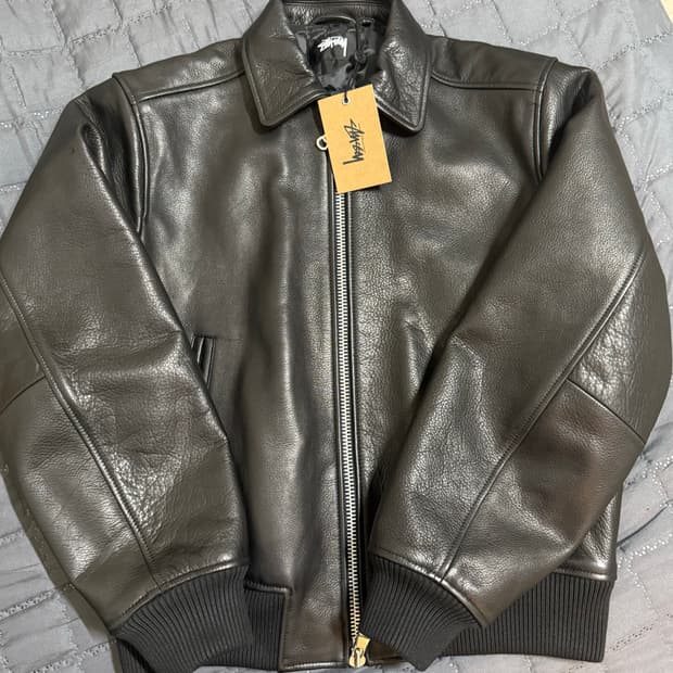 [S] 스투시 레더 플라이트 자켓