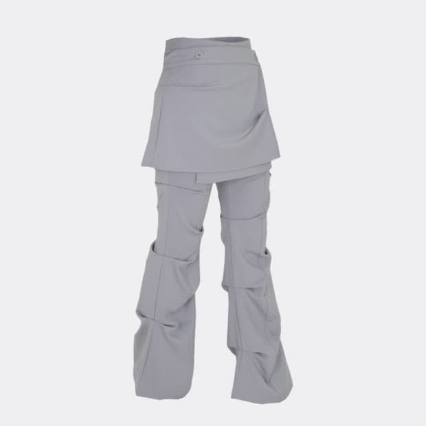 Wrap Over Tuck Pants / Grey
