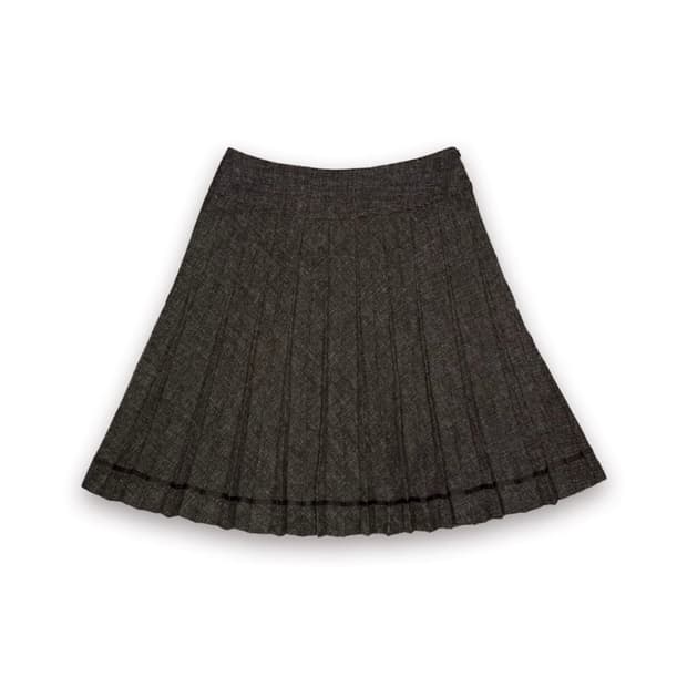 빈티지 브라운 미디 플리츠 스커트