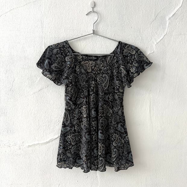 Black Paisley Oriental Blouse