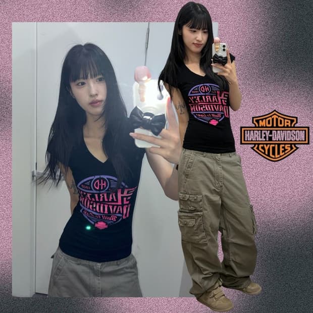 할리 네온 크랙프린팅 반팔티