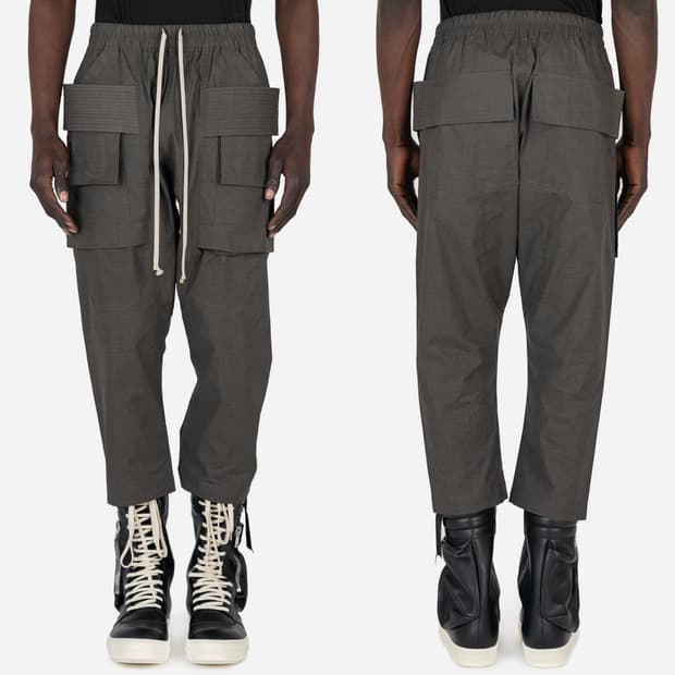 릭오웬스 22SS 다크쉐도우 태권도 카고 크롭 팬츠 다크 더스트