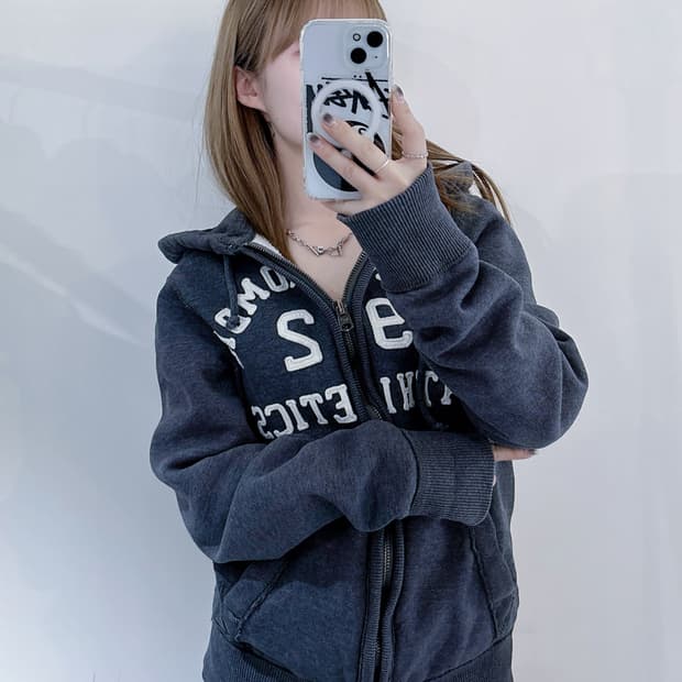 아베크롬비 그레이 빅로고 후드집업