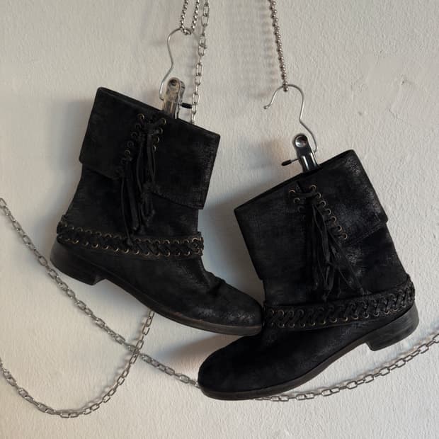 발망 아카이브 메탈릭쉬머 프린지 웨스턴부츠