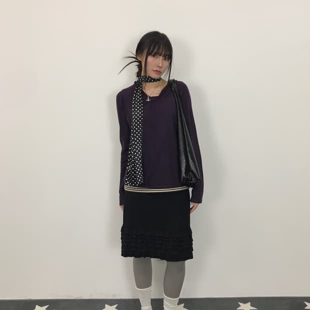 Jpn Elle Planete Purple Acrylic Knit