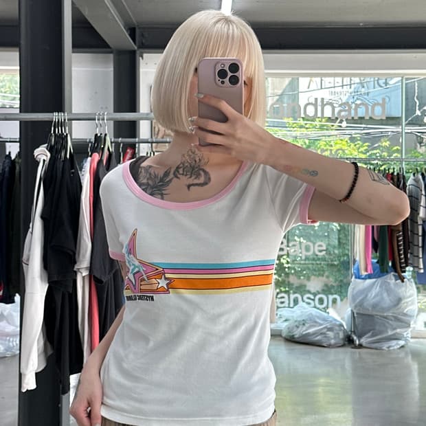 히스테릭 글래머 스타 걸 치비 반팔 티셔츠