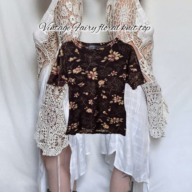 Vintage Fairy floral knit top