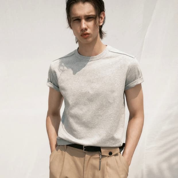 노이어 헤비코튼 크롭 티셔츠 그레이