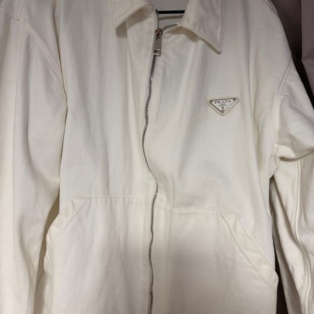 프라다 데님 블루종 자켓 화이트 XL