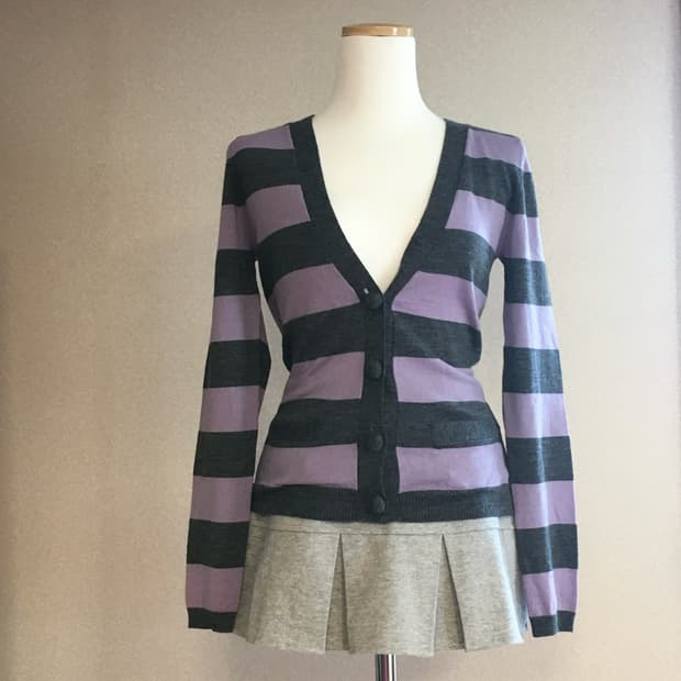 퍼플그레이 스트라이프 가디건