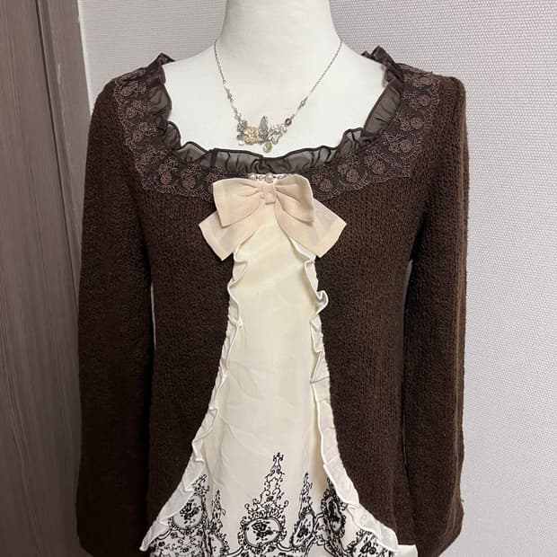 엑시즈팜 리본 니트 대대장 라떼 초코맛 모리 갸루