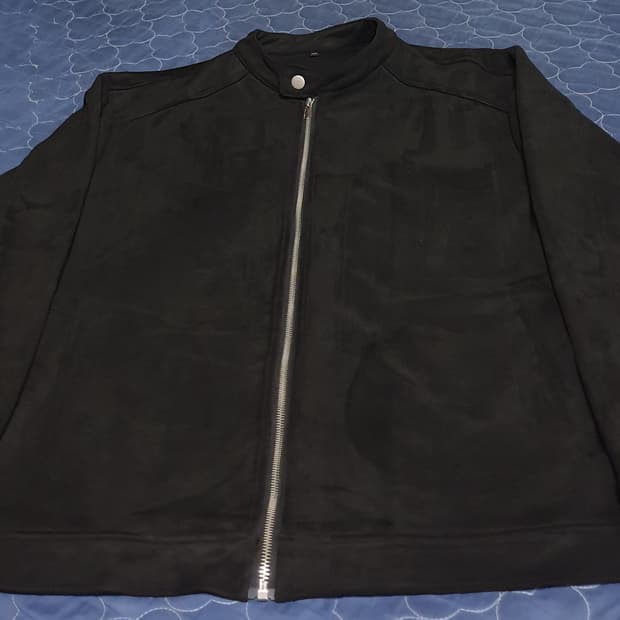 넥버튼 스웨이드 짚업자켓 블랙 (XXL)