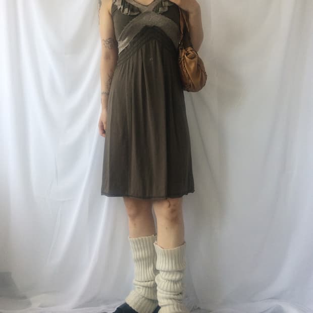 Knitted point sleeveless onepiece
