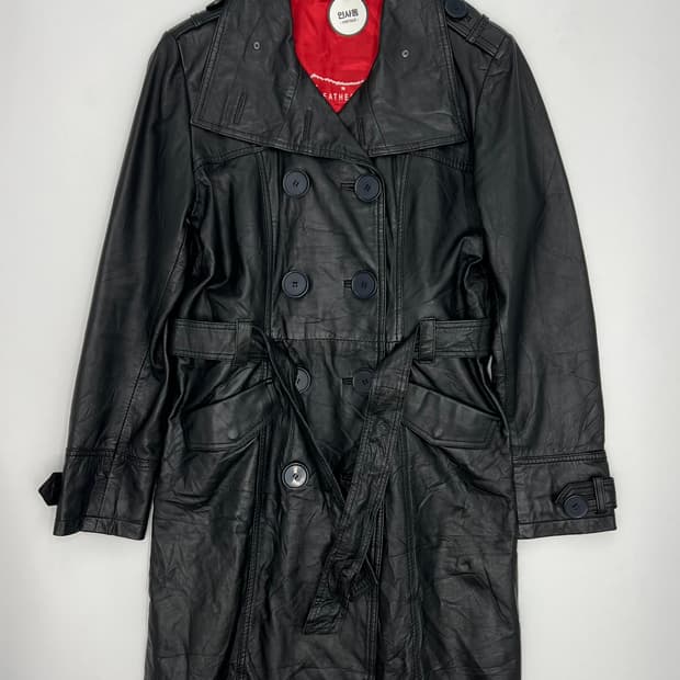 빈티지 우먼 롱 레더 자켓