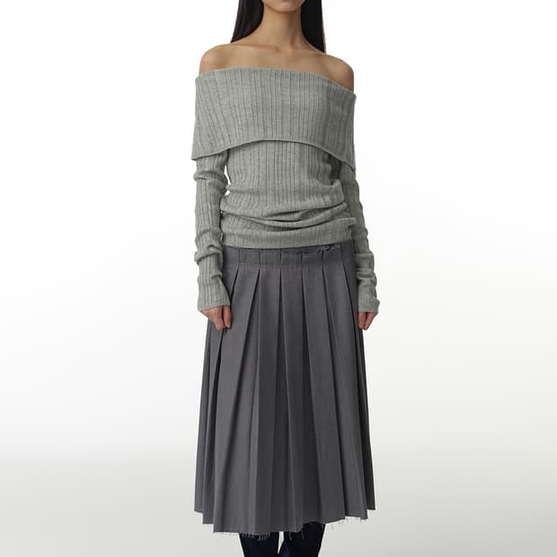 밀로우먼 Buckle Pleated Skirt [Gray] 2사이즈