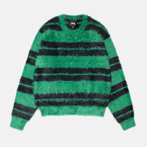 스투시 헤어리 스트라이프 크루넥 스웨터 니트 XL