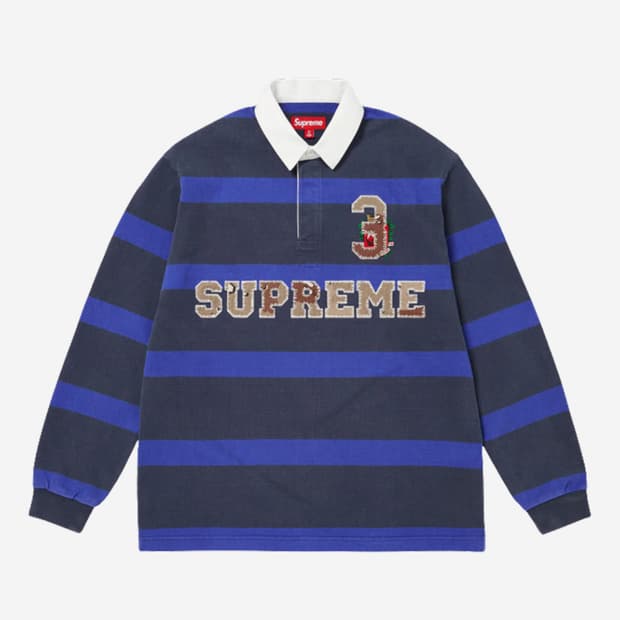 슈프림 스트라이프 럭비 네이비 - 25FW
