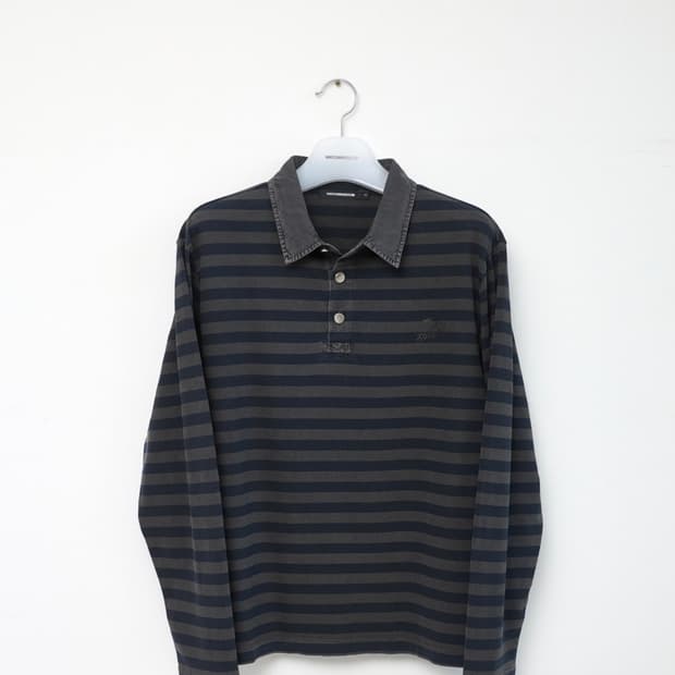 해칭룸 VTG Stripe Polo Tee Dyed Blue (3)