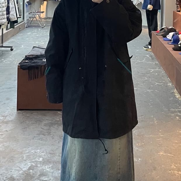 빈티지 블랙 피쉬테일 파카 H1178