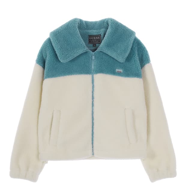 게스 배색 뽀글이 집업 블루 s