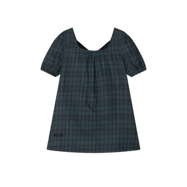 콜로신스 블랙 타이 블라우스 체크