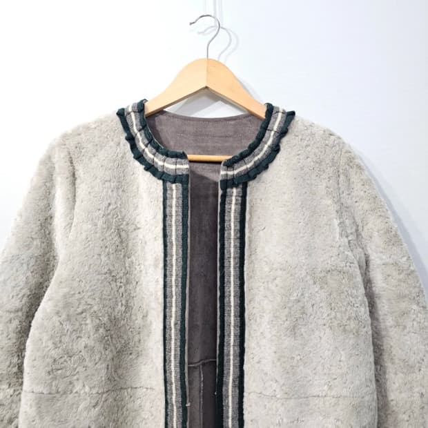 베네통 그레이 퍼 롱코트 ~55