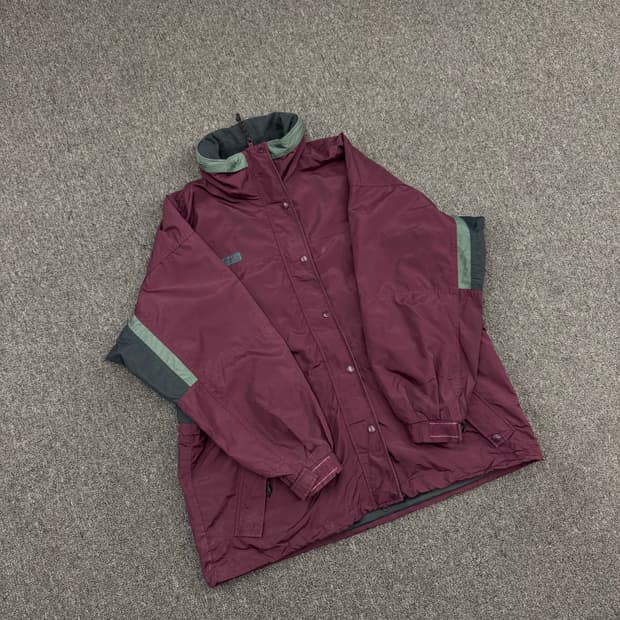 콜롬비아 빈티지 올드스쿨 버건디 투웨이 바람막이