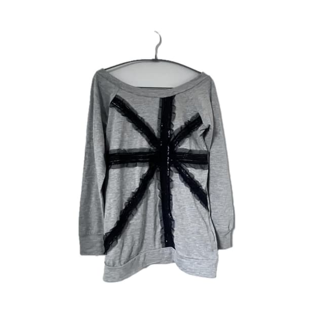 갸루 펑크 고딕 고스로리 오네걀 그레이 블랙 오프숄더 롱슬리브 긴팔